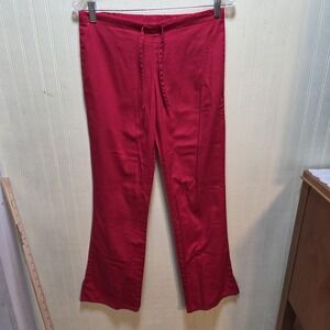 Cherokee Workwear Pants Womens XXS Red Drawstring Flare Leg Scrub Pockets
